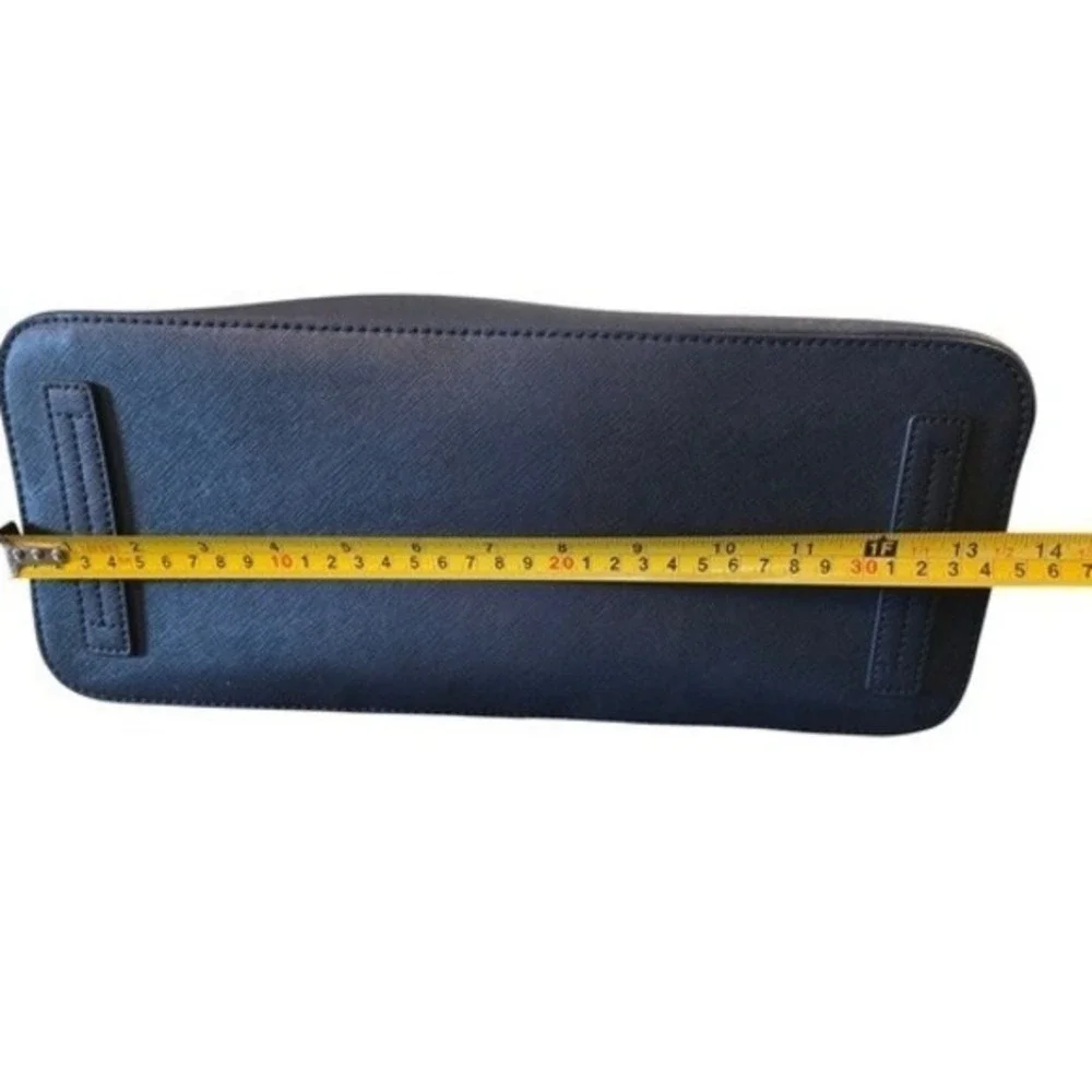 Tory Burch Navy Blue Structured Satchel Handbag Saffiano Leather Large‎ Tote
